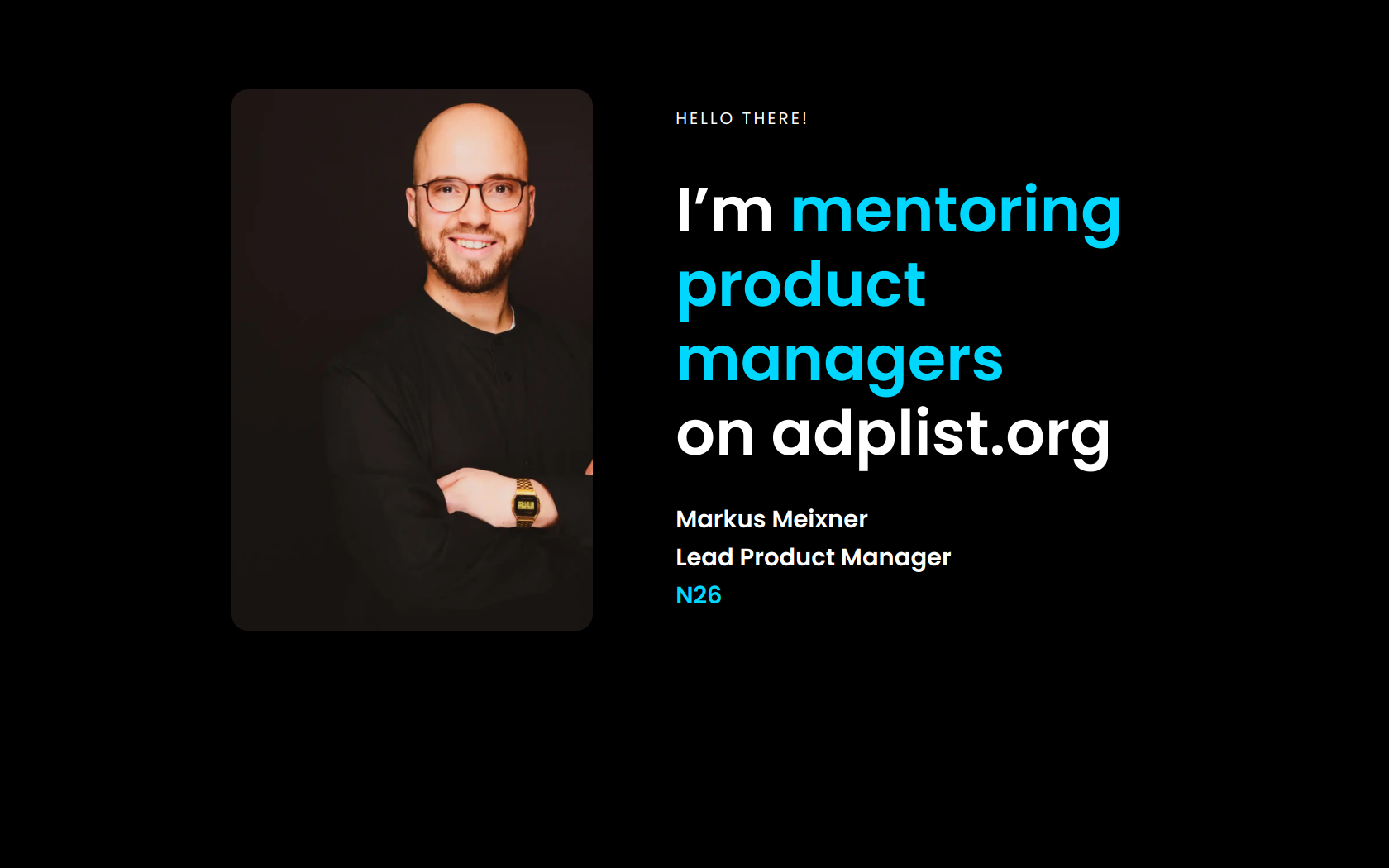 I'm mentoring product managers on adplist.org — Markus Meixner, Lead Product Manager
